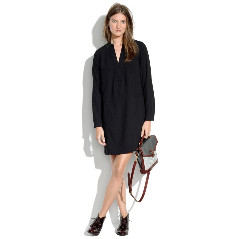 Madewell black large director shift dress…